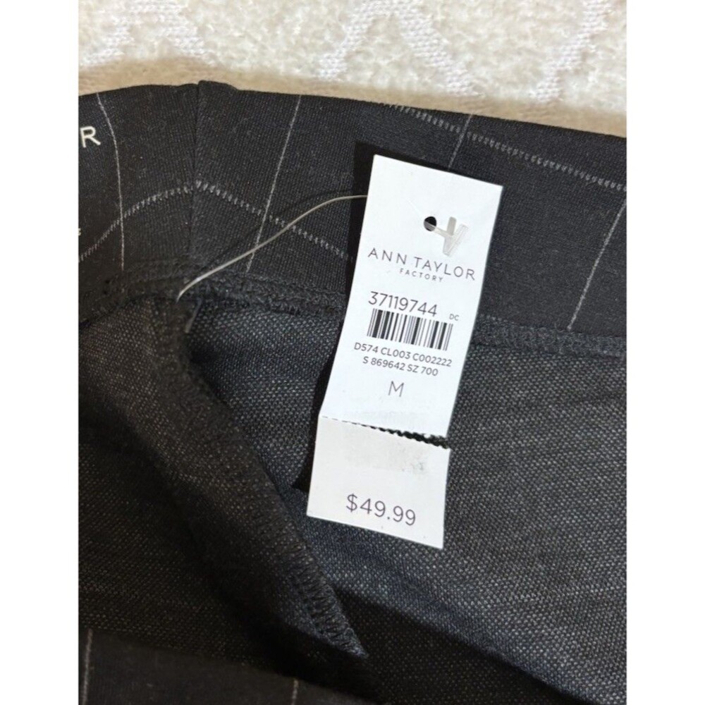NEW Ann Taylor Factory Black Plaid Stretch Pull On Pants Women’s Size Medium - Picture 12 of 15